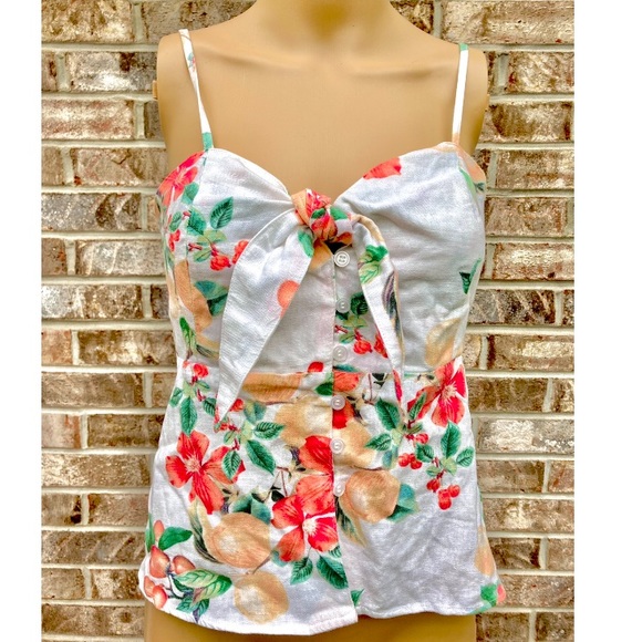 Sofia Vergara White Peplum Floral Tank Top - Picture 10 of 11